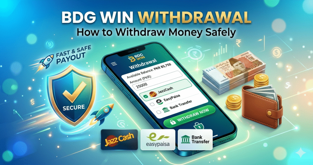 BDG Win withdrawal guide showing mobile app, payment methods, and how to withdraw money safely in 2026